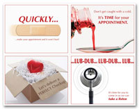 Medical Reminder Card, Cough, Syrup & Bandage Laser Postcard